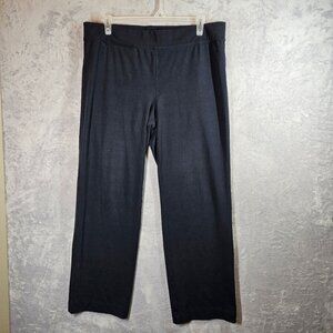Lands End Womens Black Stretch Pants XL 18-20 Cotton Spandex Elastic Waist Flowy